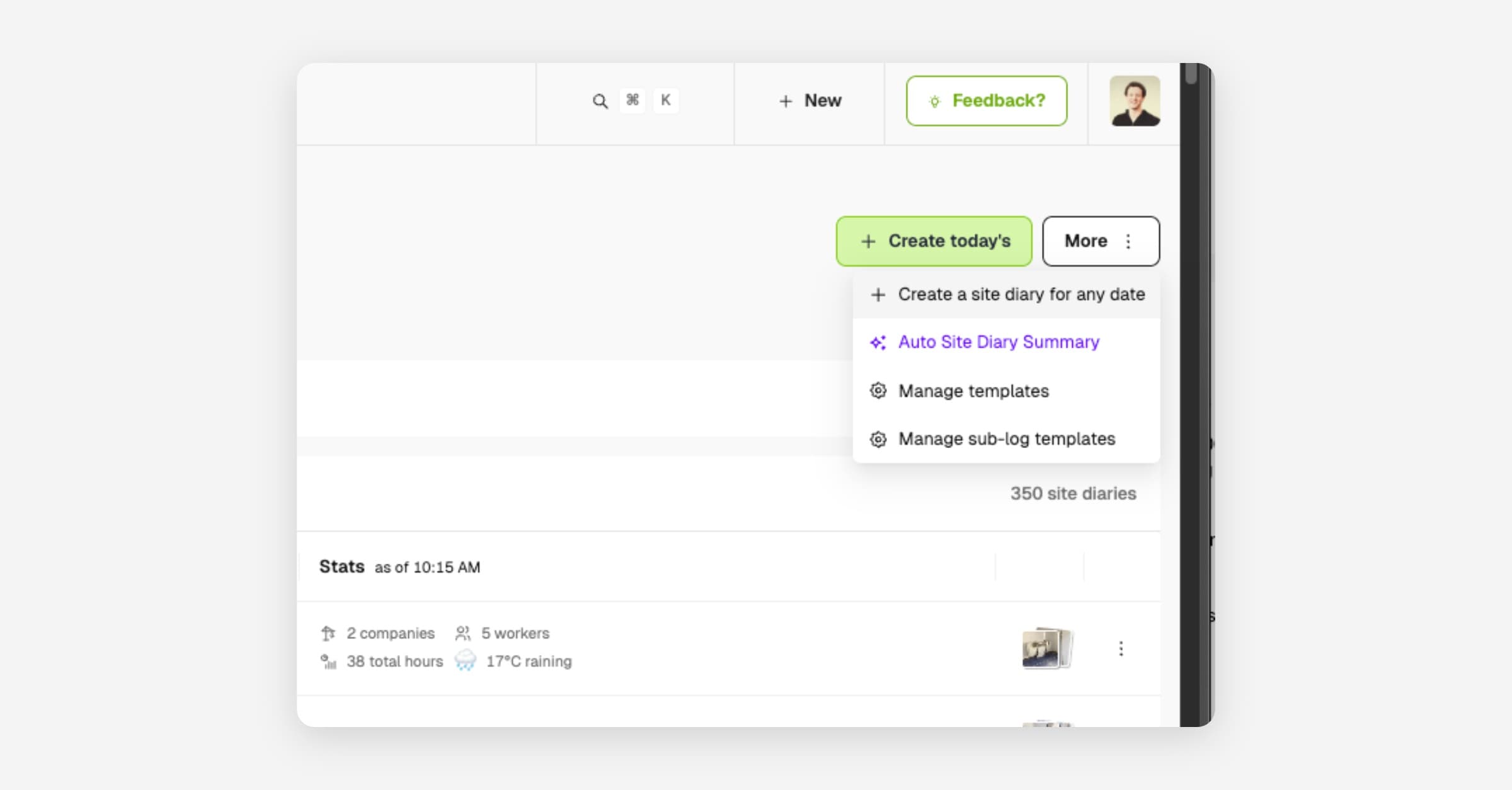 Manage templates screen with module-level controls for editing and duplicating templates