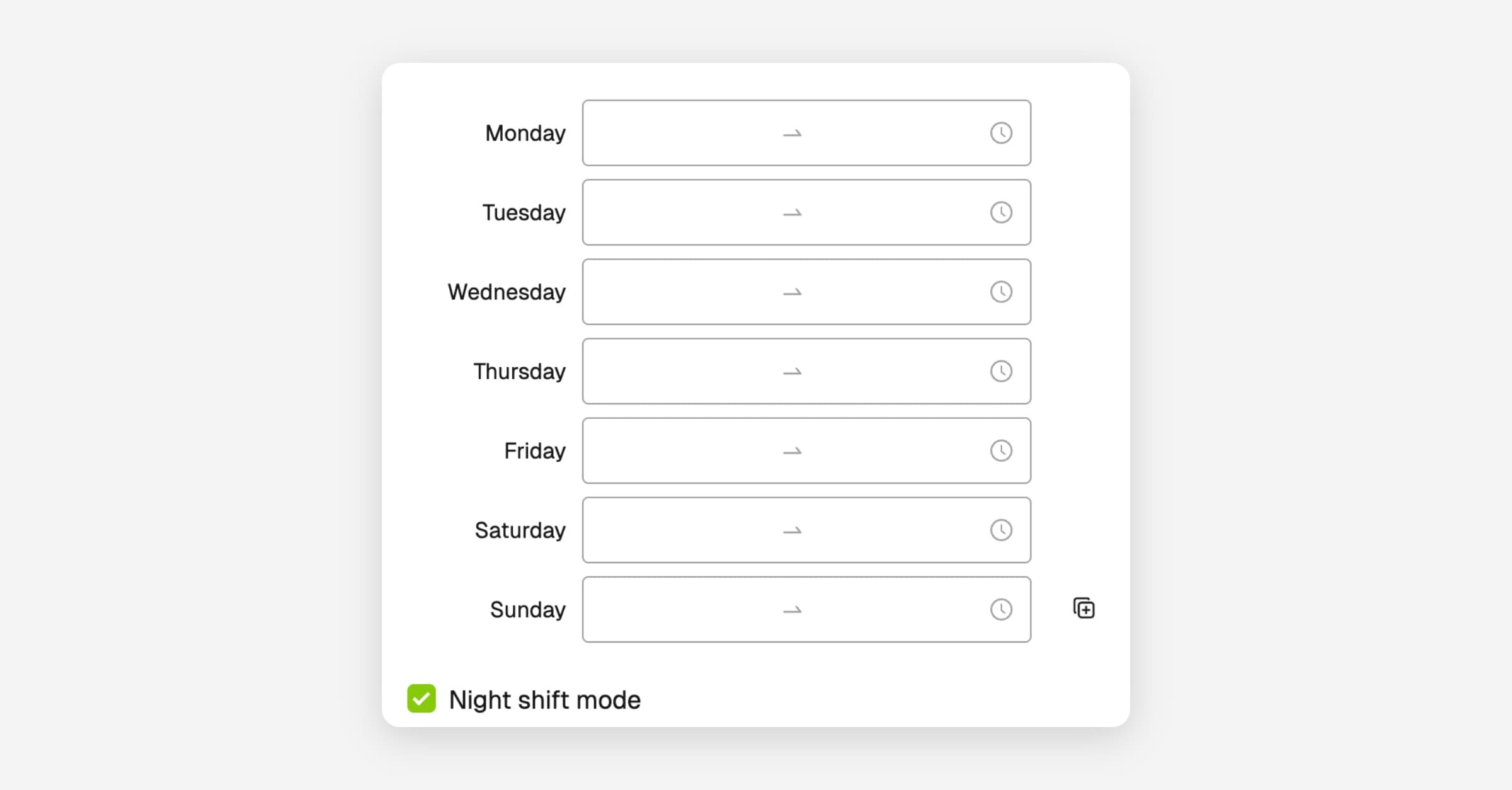 Night shifts for workers